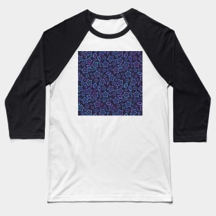 Blue and purple Flower Pattern Baseball T-Shirt